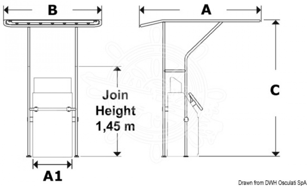 T-Top aus Eloxal Breite 140cm