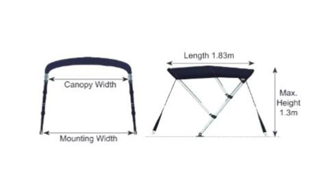3 Stangen Bimini Oceansouth Breite 150-170cm