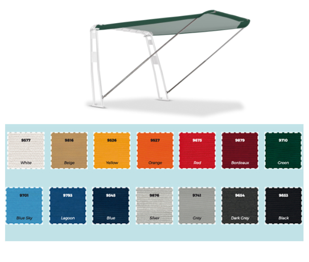 Bimini für Geräteträger "Motorboot" Stoff aus Airtex